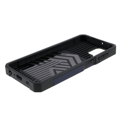 2 in 1 Camera Slider Design Hybrid Phone Case Cover with Kickstand and Card Holder for Samsung Galaxy A22 4G (EU Version)