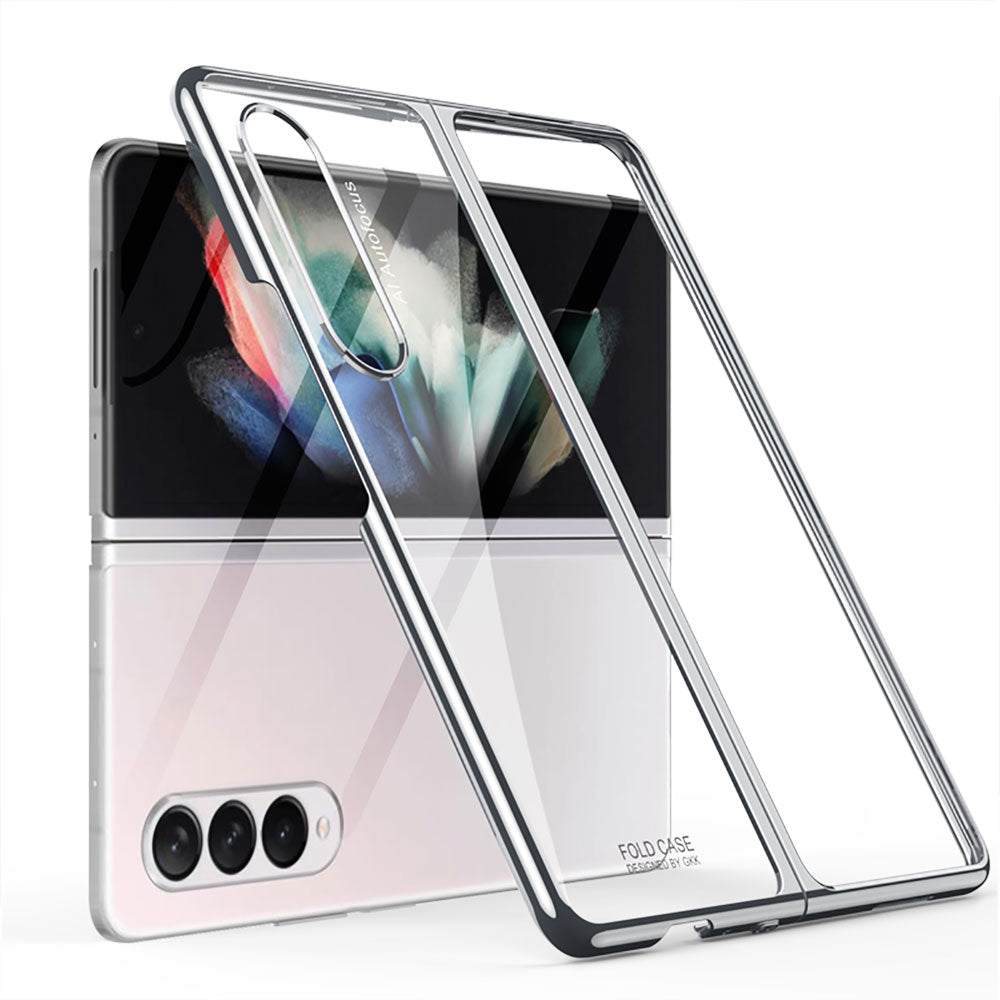 GKK Electroplating PC Foldable Case with Tempered Glass Screen Film for Samsung Galaxy Z Fold3 5G