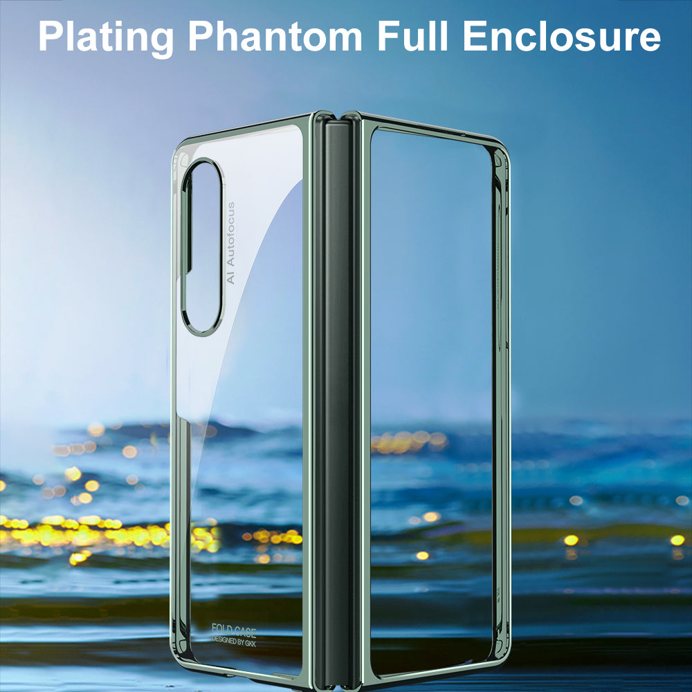GKK Electroplating PC Foldable Case with Tempered Glass Screen Film for Samsung Galaxy Z Fold3 5G