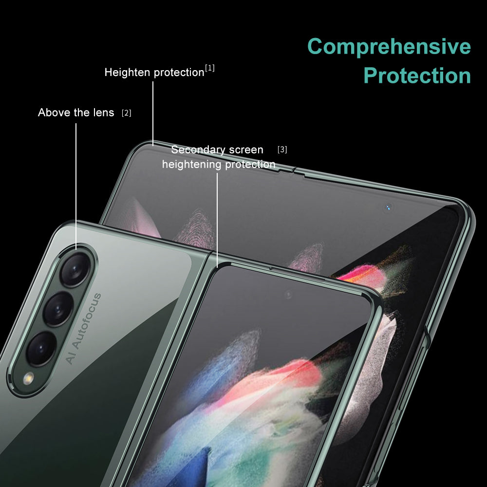 GKK Electroplating PC Foldable Case with Tempered Glass Screen Film for Samsung Galaxy Z Fold3 5G
