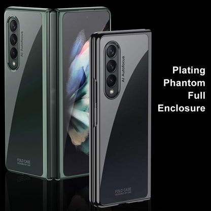 GKK Electroplating PC Foldable Case with Tempered Glass Screen Film for Samsung Galaxy Z Fold3 5G