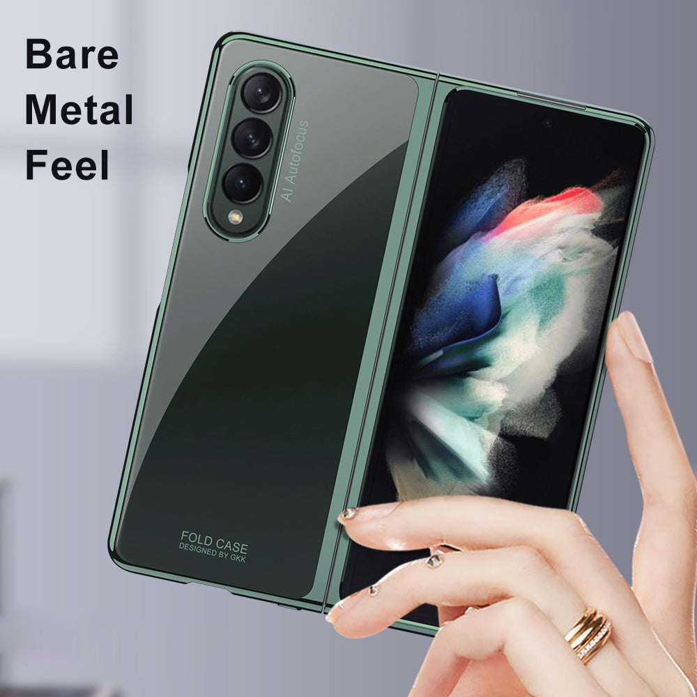 GKK Electroplating PC Foldable Case with Tempered Glass Screen Film for Samsung Galaxy Z Fold3 5G