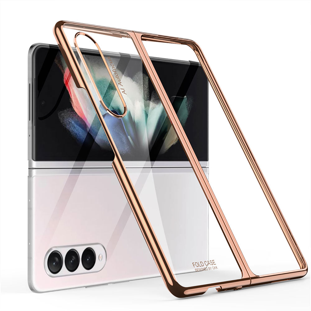 GKK Electroplating PC Foldable Case with Tempered Glass Screen Film for Samsung Galaxy Z Fold3 5G