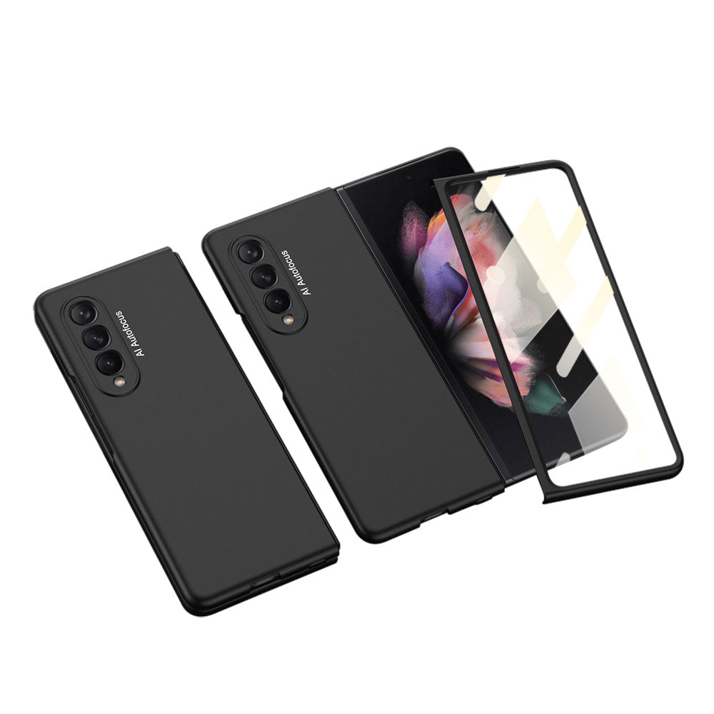 GKK All-Inclusive Hard PC Foldable Case with HD Tempered Glass Screen Film for Samsung Galaxy Z Fold3 5G