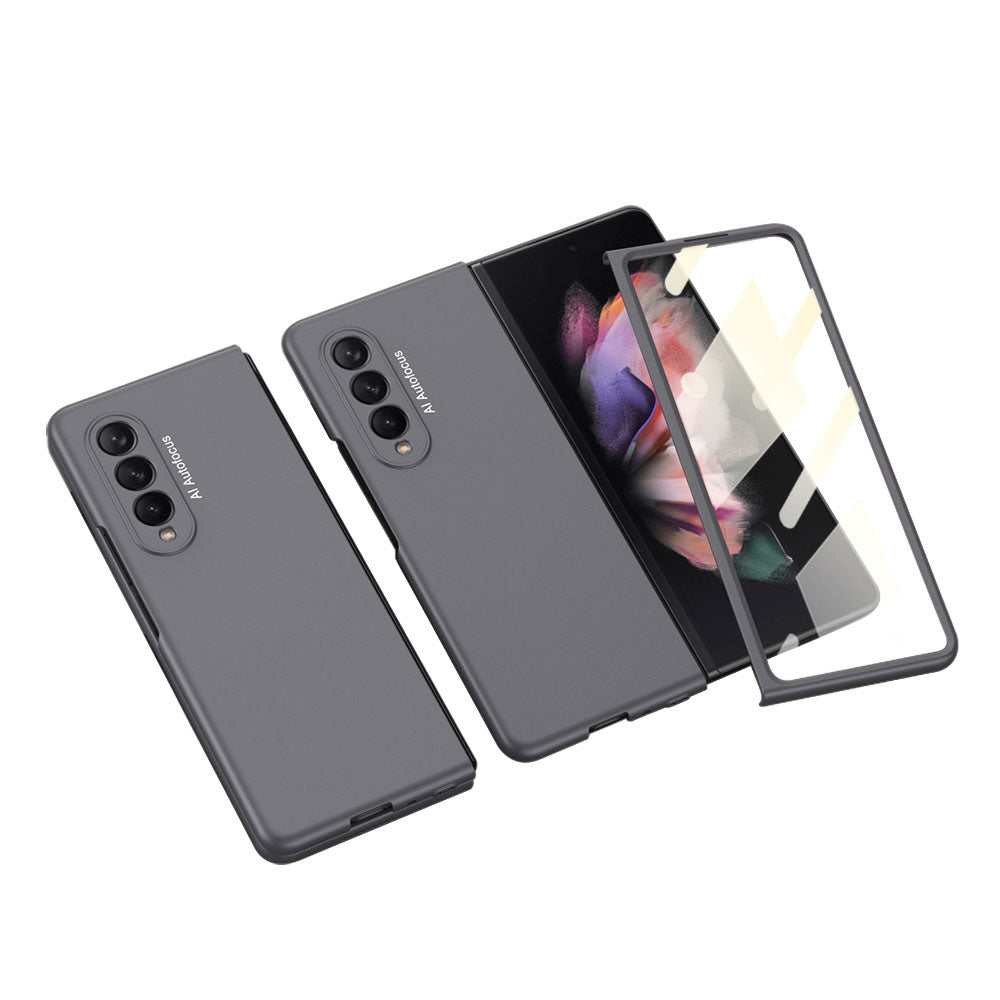 GKK All-Inclusive Hard PC Foldable Case with HD Tempered Glass Screen Film for Samsung Galaxy Z Fold3 5G