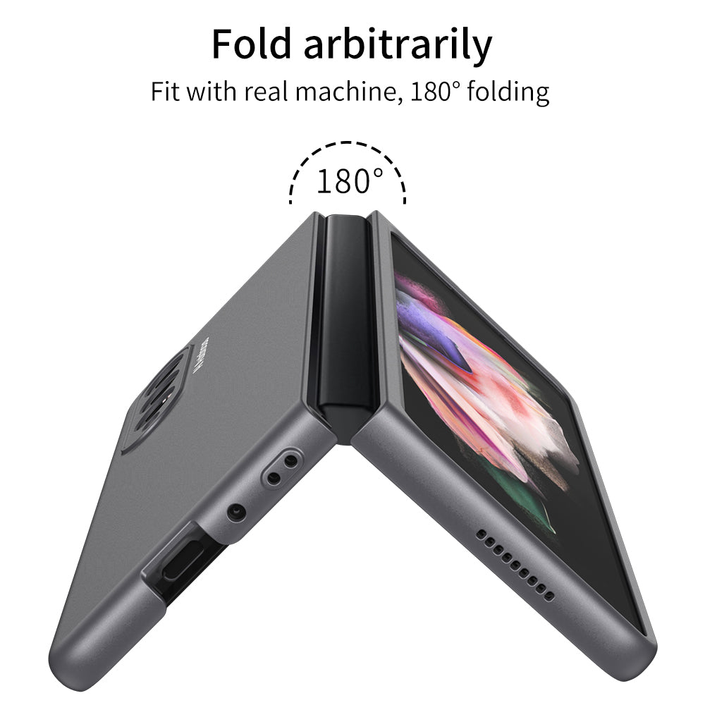 GKK All-Inclusive Hard PC Foldable Case with HD Tempered Glass Screen Film for Samsung Galaxy Z Fold3 5G