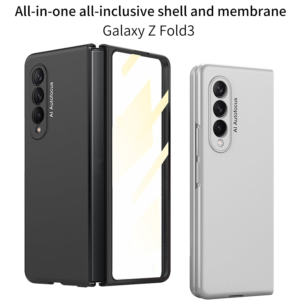 GKK All-Inclusive Hard PC Foldable Case with HD Tempered Glass Screen Film for Samsung Galaxy Z Fold3 5G