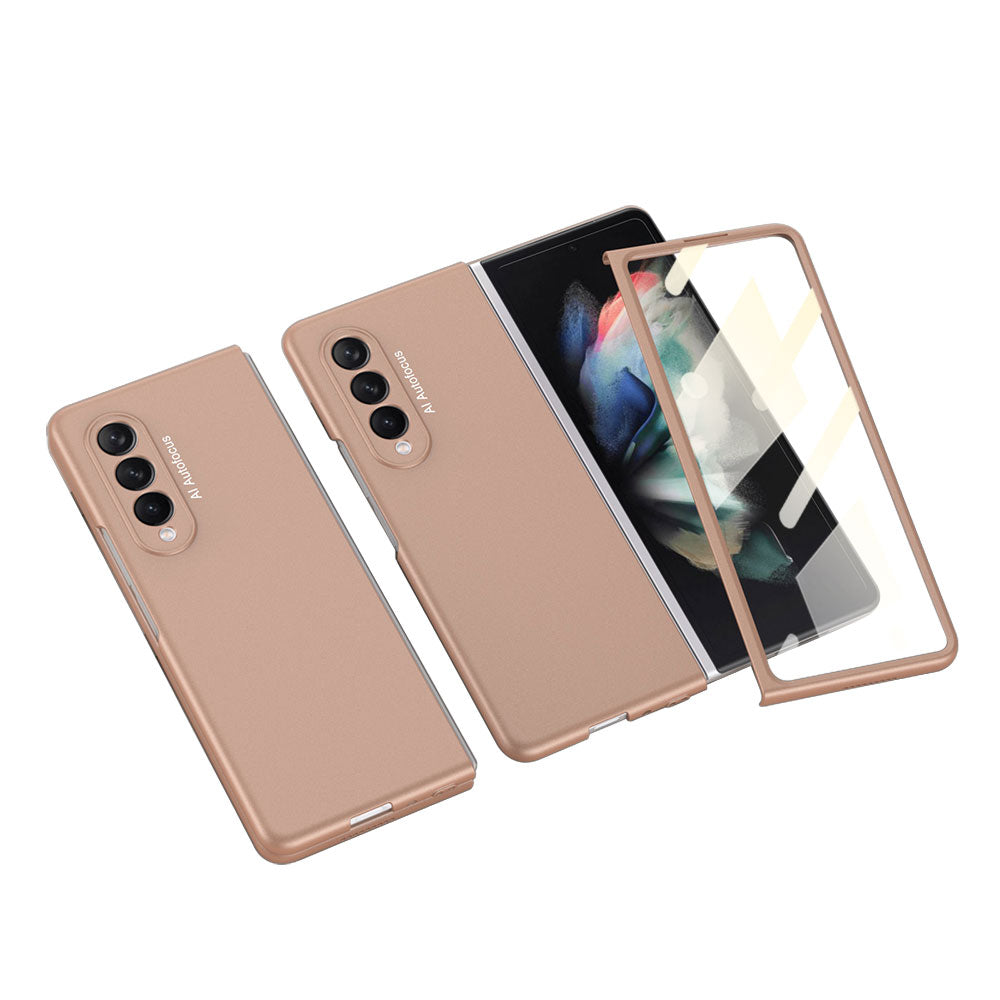 GKK All-Inclusive Hard PC Foldable Case with HD Tempered Glass Screen Film for Samsung Galaxy Z Fold3 5G