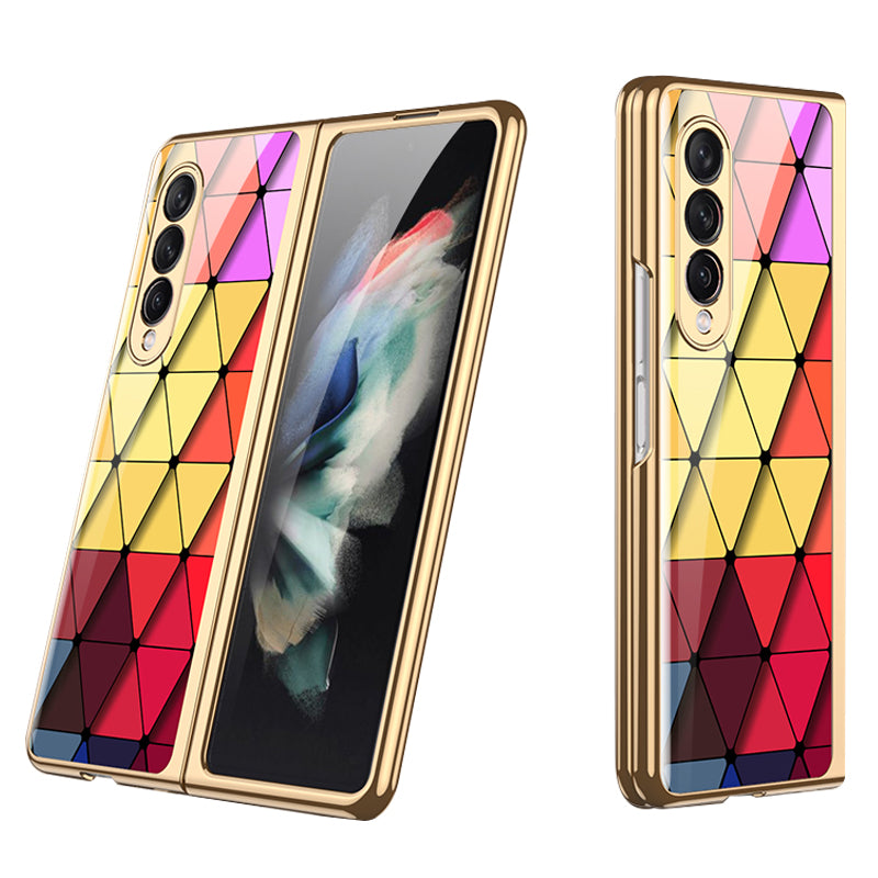 GKK Painted Pattern Printing IMD Tempered Glass Back + Hard PC Shockproof Anti-Scratch Protective Cover for Samsung Galaxy Z Fold3 5G