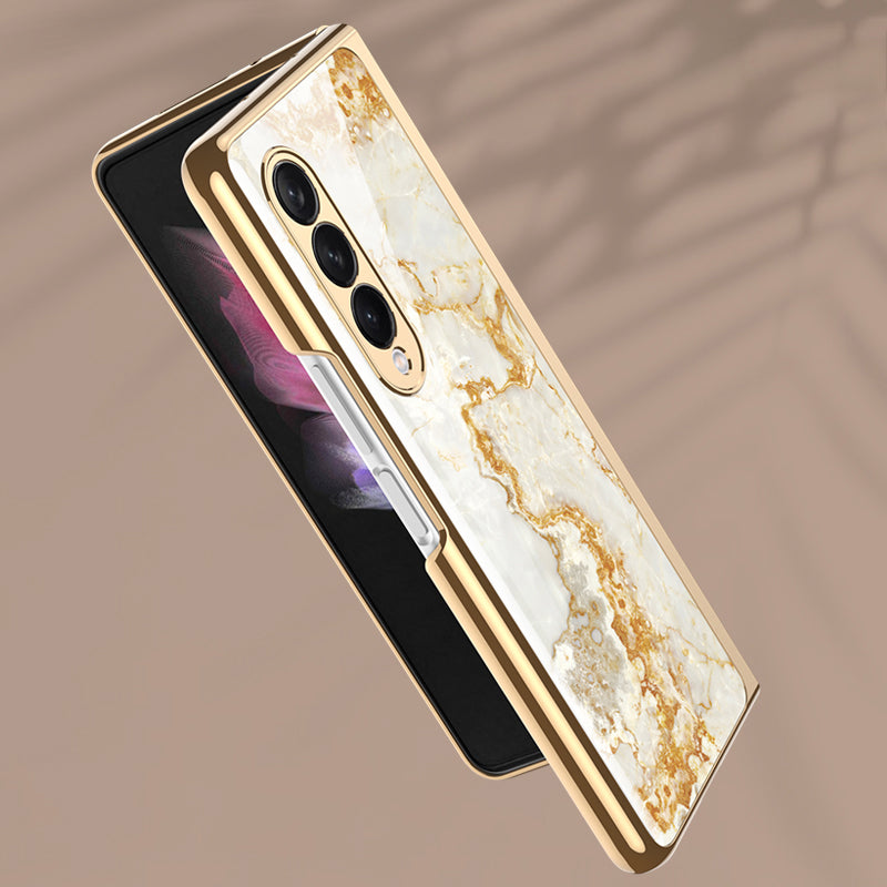GKK Painted Pattern Printing IMD Tempered Glass Back + Hard PC Shockproof Anti-Scratch Protective Cover for Samsung Galaxy Z Fold3 5G