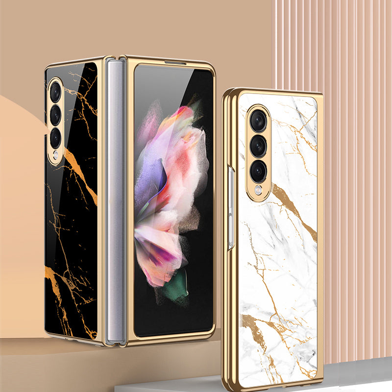 GKK Painted Pattern Printing IMD Tempered Glass Back + Hard PC Shockproof Anti-Scratch Protective Cover for Samsung Galaxy Z Fold3 5G