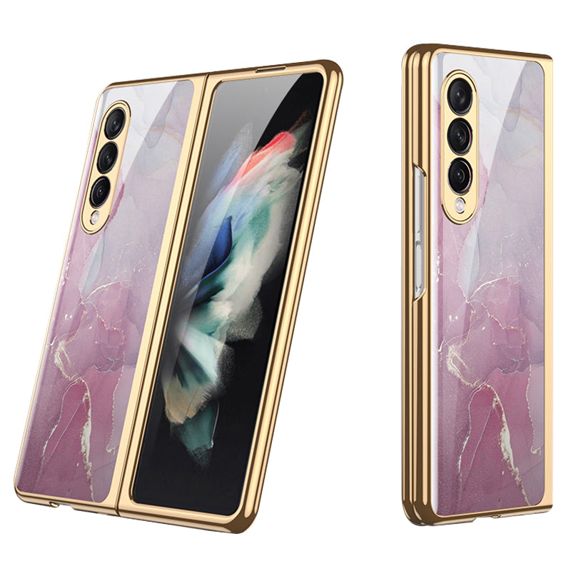 GKK Painted Pattern Printing IMD Tempered Glass Back + Hard PC Shockproof Anti-Scratch Protective Cover for Samsung Galaxy Z Fold3 5G