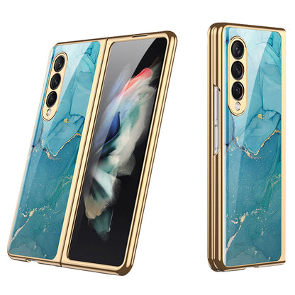GKK Painted Pattern Printing IMD Tempered Glass Back + Hard PC Shockproof Anti-Scratch Protective Cover for Samsung Galaxy Z Fold3 5G