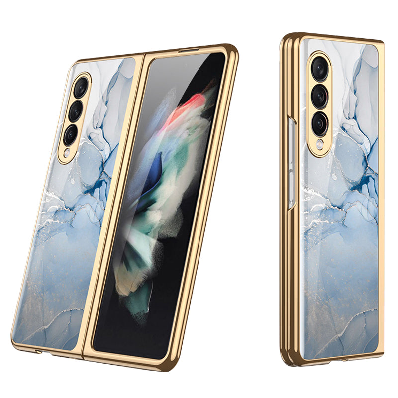 GKK Painted Pattern Printing IMD Tempered Glass Back + Hard PC Shockproof Anti-Scratch Protective Cover for Samsung Galaxy Z Fold3 5G