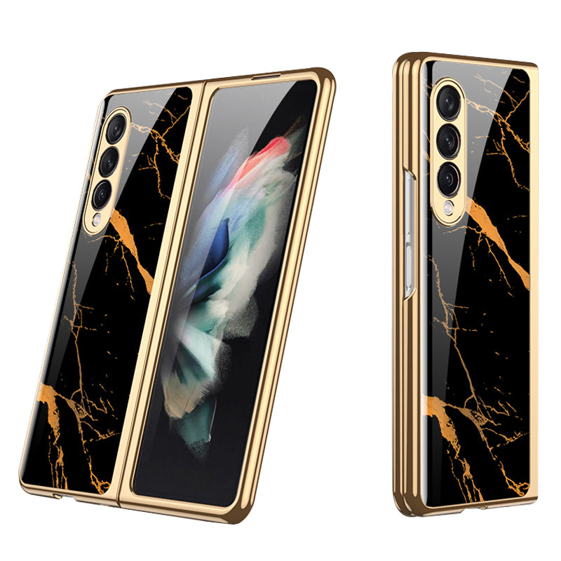 GKK Painted Pattern Printing IMD Tempered Glass Back + Hard PC Shockproof Anti-Scratch Protective Cover for Samsung Galaxy Z Fold3 5G