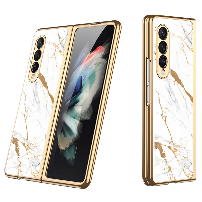 GKK Painted Pattern Printing IMD Tempered Glass Back + Hard PC Shockproof Anti-Scratch Protective Cover for Samsung Galaxy Z Fold3 5G