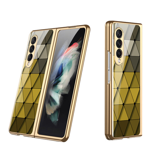 GKK Painted Pattern Printing IMD Tempered Glass Back + Hard PC Shockproof Anti-Scratch Protective Cover for Samsung Galaxy Z Fold3 5G