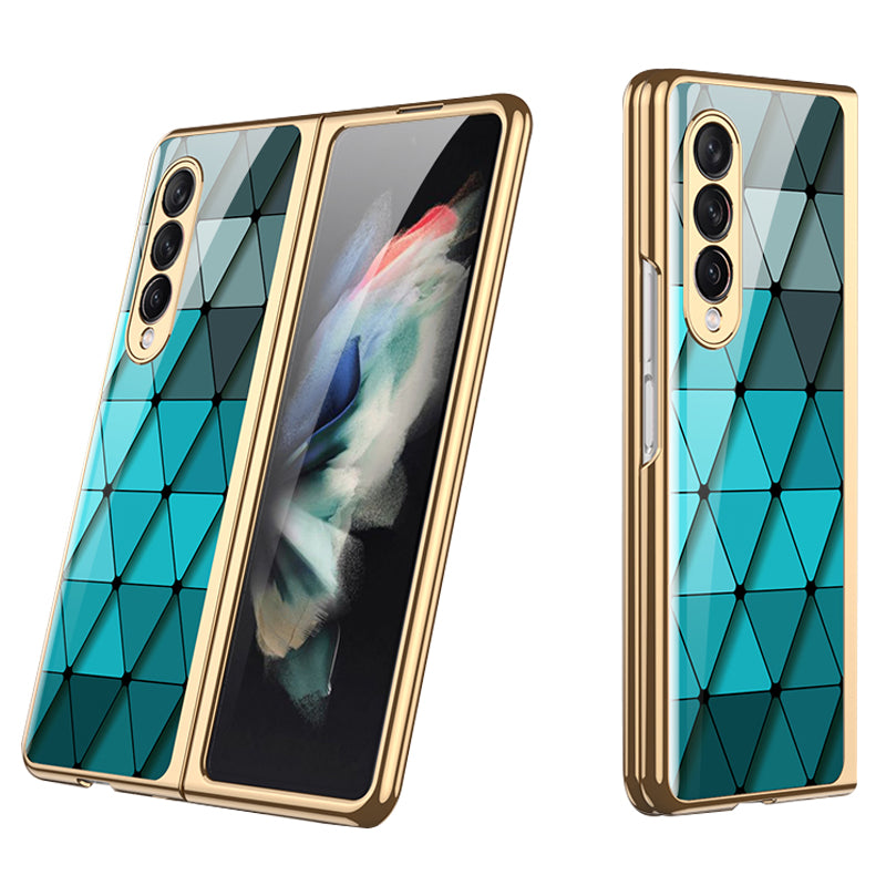 GKK Painted Pattern Printing IMD Tempered Glass Back + Hard PC Shockproof Anti-Scratch Protective Cover for Samsung Galaxy Z Fold3 5G