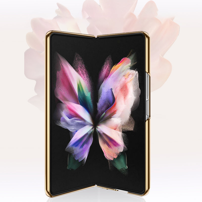 GKK Anti-Scratch IMD Graceful Marble Pattern Tempered Glass Back + Hard PC Shockproof Electroplating Cover for Samsung Galaxy Z Fold3 5G