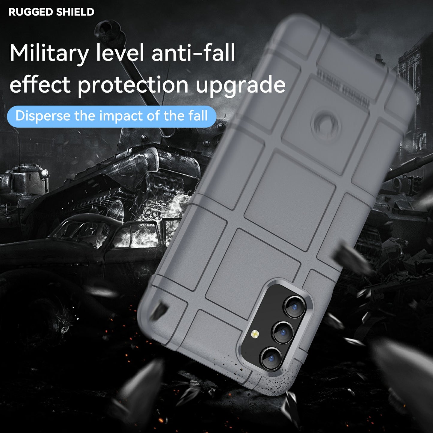 For Samsung Galaxy A13 4G / 5G / M13 5G / A04s 4G (164.7 x 76.7 x 9.1 mm) Rugged Square Grid Design Drop-proof TPU Phone Case Cover Protector