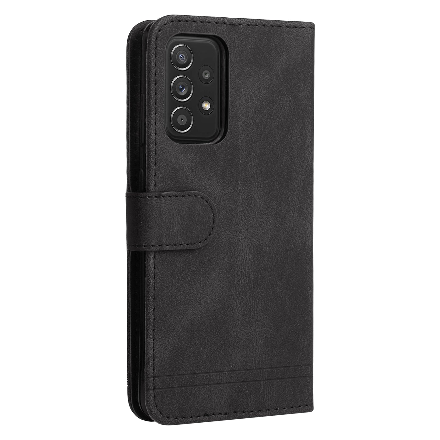 Tree Pattern Metal Button Flip Phone Case PU Leather Wallet Stand Cover for Samsung Galaxy A52 5G/4G/A52s 5G