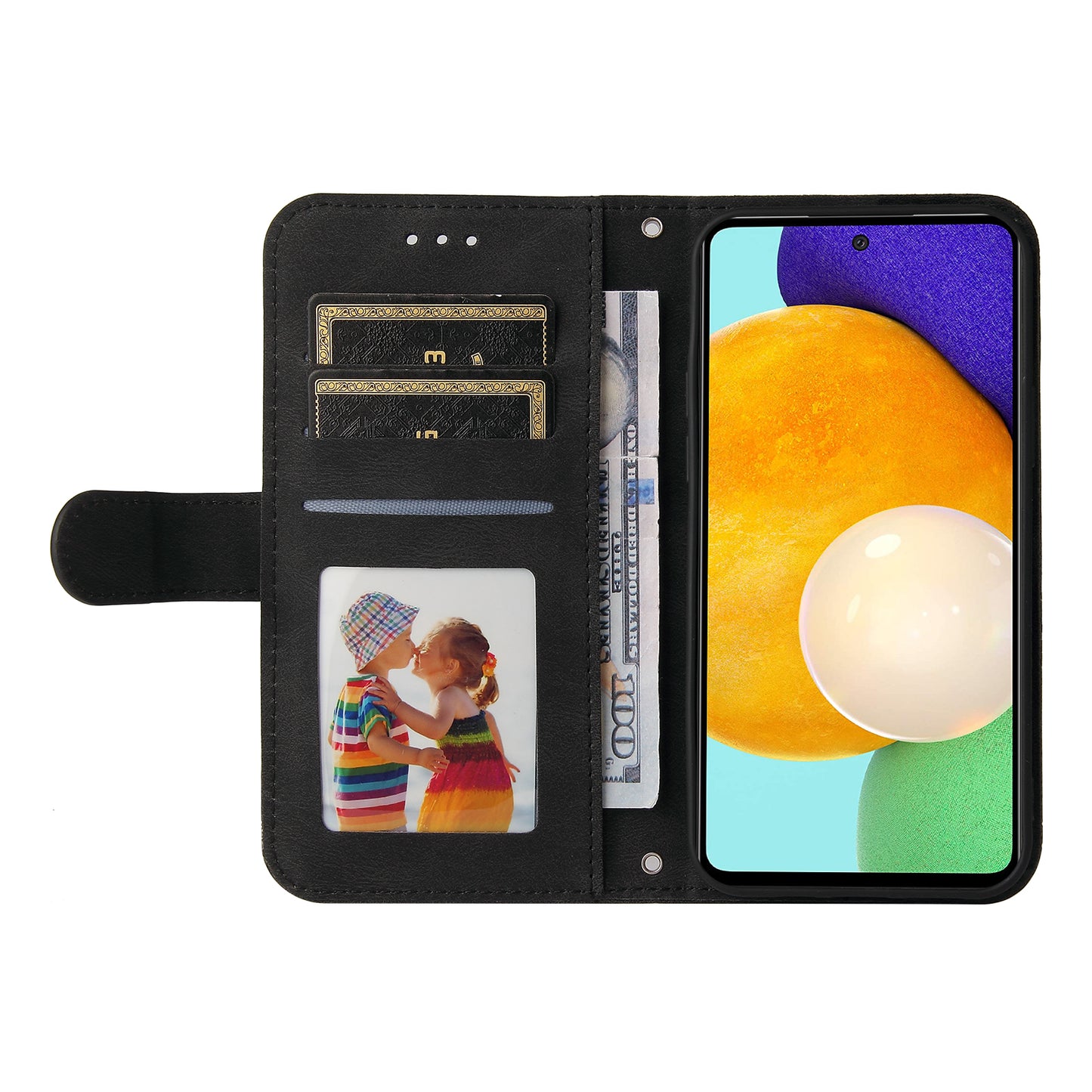 Tree Pattern Metal Button Flip Phone Case PU Leather Wallet Stand Cover for Samsung Galaxy A52 5G/4G/A52s 5G
