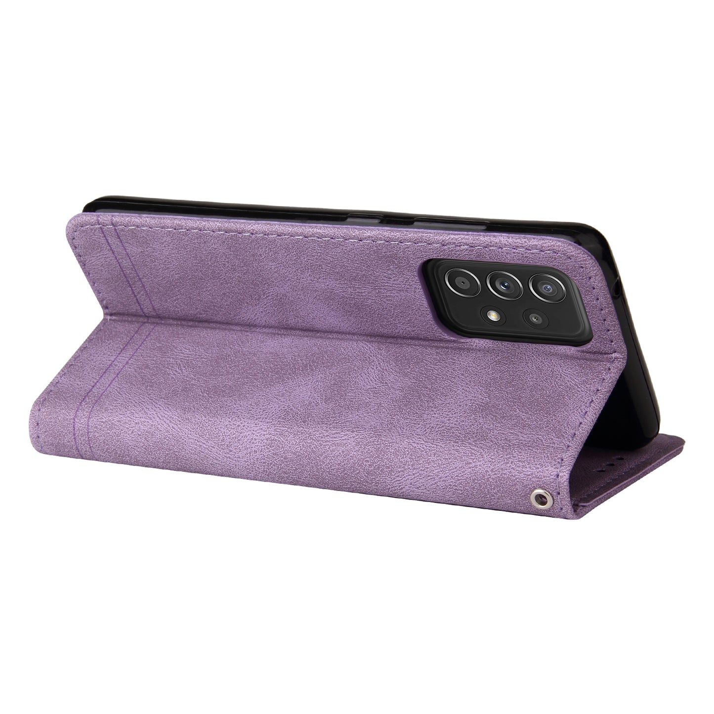 Tree Pattern Metal Button Flip Phone Case PU Leather Wallet Stand Cover for Samsung Galaxy A52 5G/4G/A52s 5G