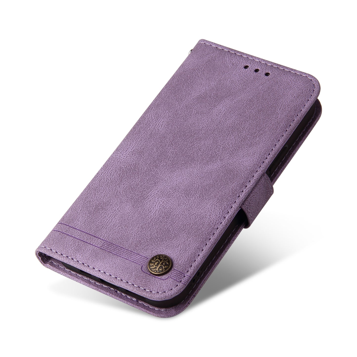 Tree Pattern Metal Button Flip Phone Case PU Leather Wallet Stand Cover for Samsung Galaxy A52 5G/4G/A52s 5G