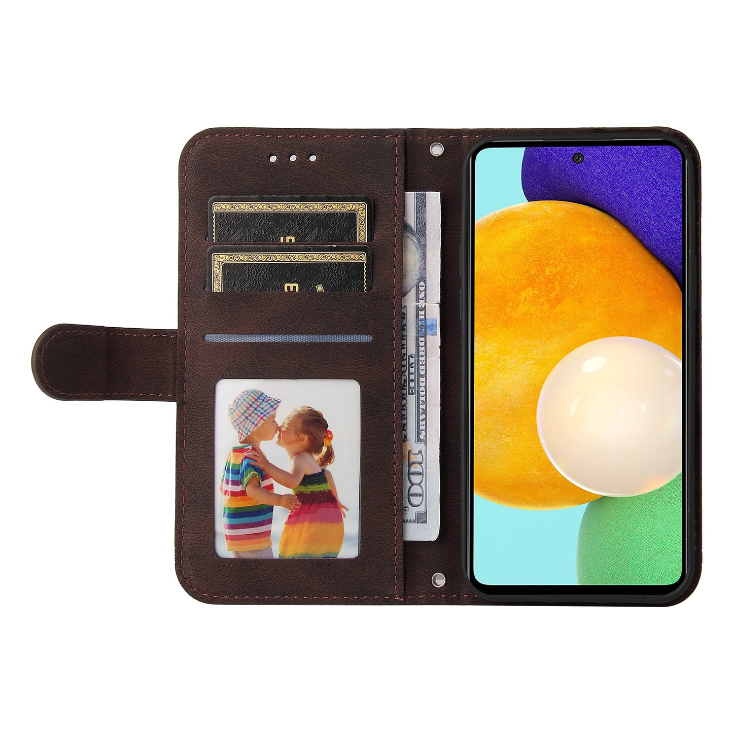 Tree Pattern Metal Button Flip Phone Case PU Leather Wallet Stand Cover for Samsung Galaxy A52 5G/4G/A52s 5G