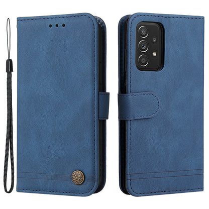 Tree Pattern Metal Button Flip Phone Case PU Leather Wallet Stand Cover for Samsung Galaxy A52 5G/4G/A52s 5G