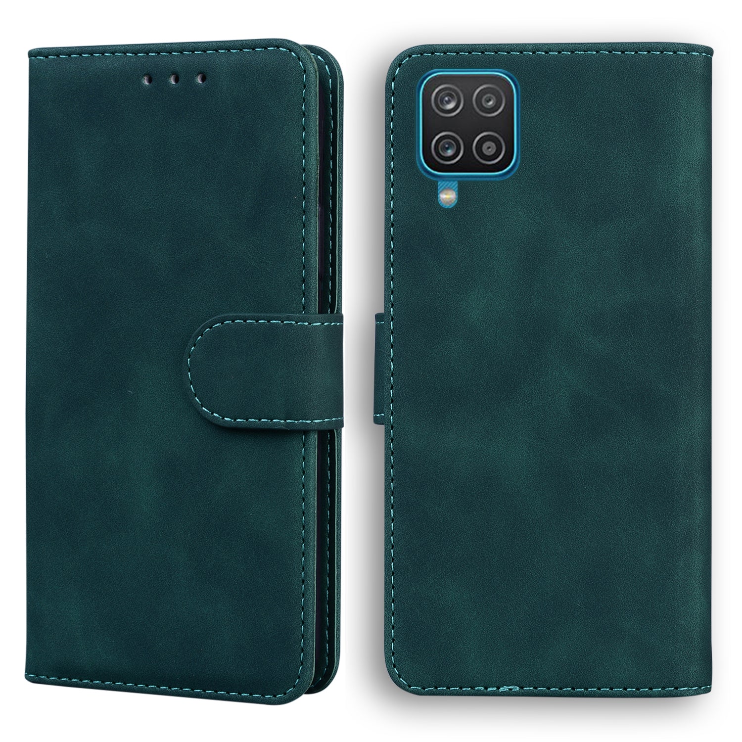 TPU + PU Leather Scratch Resistant Protective Phone Case Cover with Stand and Wallet for Samsung Galaxy M32 (Global Version)