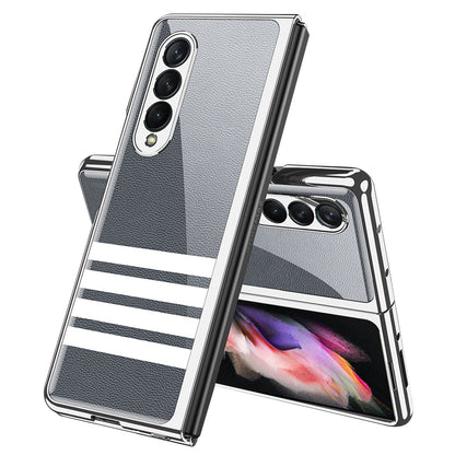 GKK Electroplating Block Series Pattern Printing Tempered Glass Back Hard PC Protective Phone Case for Samsung Galaxy Z Fold3 5G