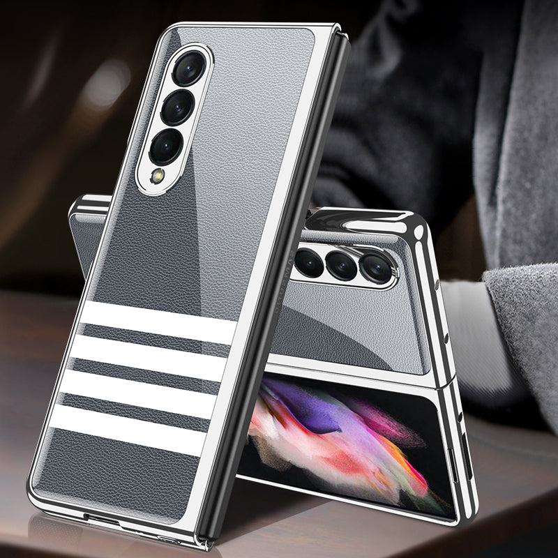 GKK Electroplating Block Series Pattern Printing Tempered Glass Back Hard PC Protective Phone Case for Samsung Galaxy Z Fold3 5G