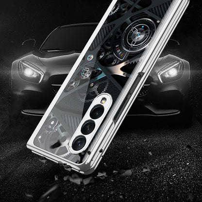 GKK Electroplating Block Series Pattern Printing Tempered Glass Back Hard PC Protective Phone Case for Samsung Galaxy Z Fold3 5G