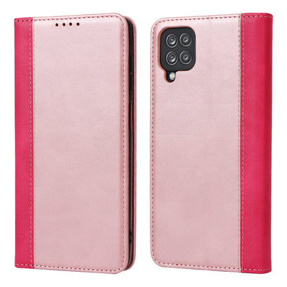 For Samsung Galaxy A12 Auto-absorbed Bi-color Splicing  Leather Wallet Phone Shell Standing Case