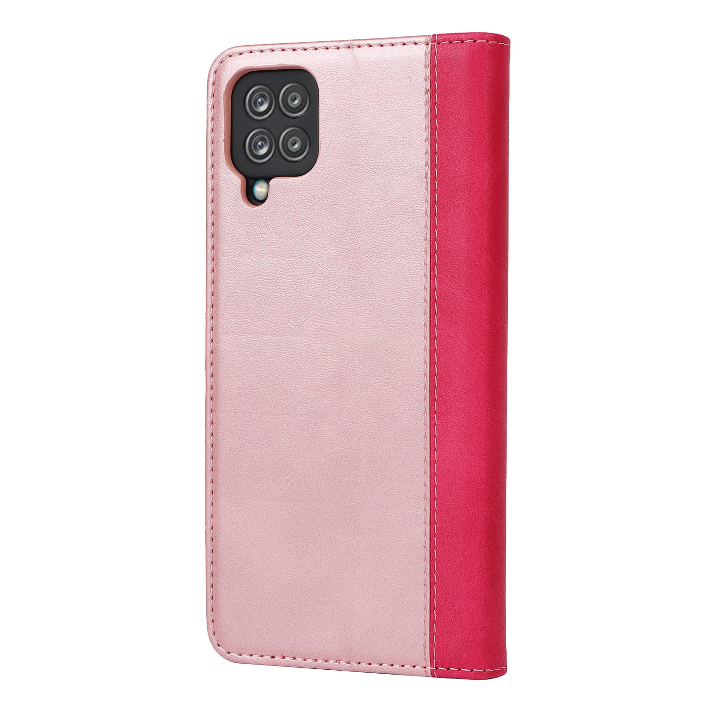 For Samsung Galaxy A12 Auto-absorbed Bi-color Splicing  Leather Wallet Phone Shell Standing Case