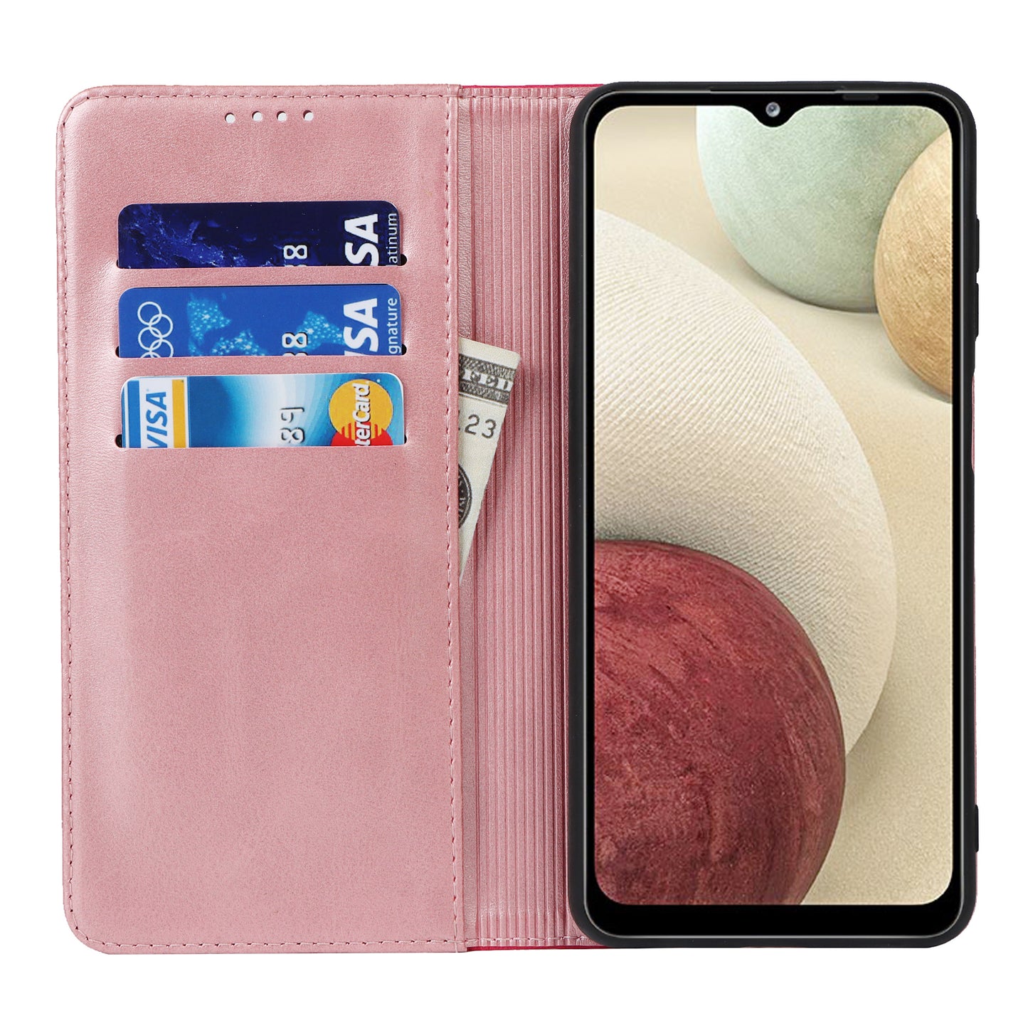 For Samsung Galaxy A12 Auto-absorbed Bi-color Splicing  Leather Wallet Phone Shell Standing Case