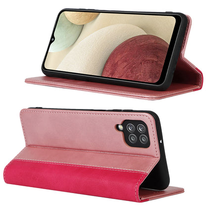 For Samsung Galaxy A12 Auto-absorbed Bi-color Splicing  Leather Wallet Phone Shell Standing Case