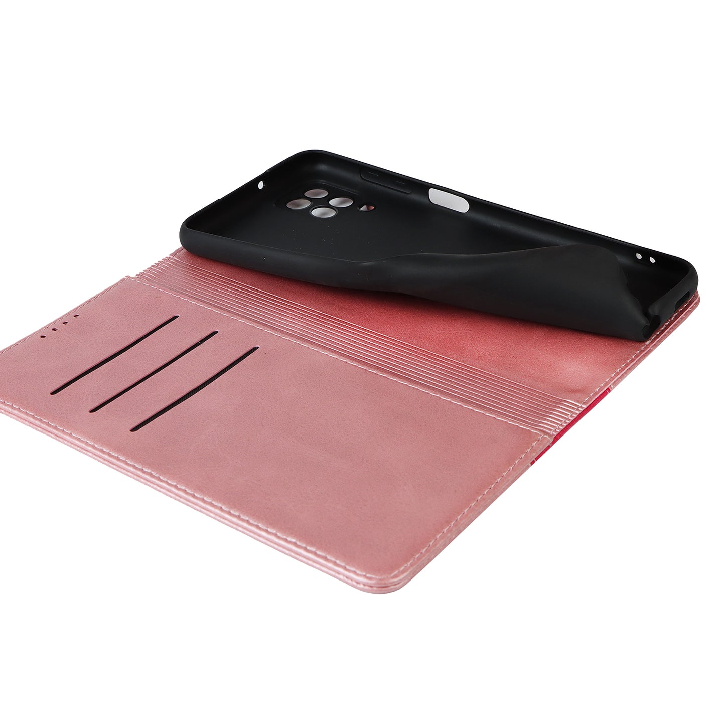 For Samsung Galaxy A12 Auto-absorbed Bi-color Splicing  Leather Wallet Phone Shell Standing Case