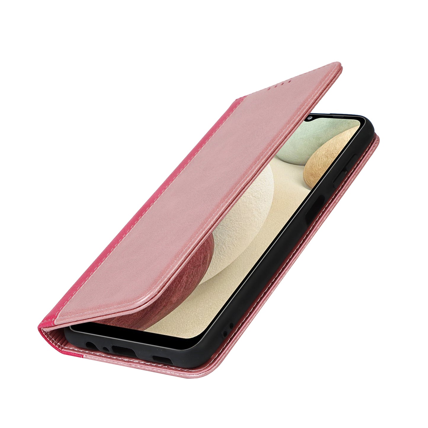 For Samsung Galaxy A12 Auto-absorbed Bi-color Splicing  Leather Wallet Phone Shell Standing Case