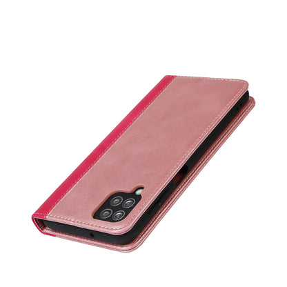 For Samsung Galaxy A12 Auto-absorbed Bi-color Splicing  Leather Wallet Phone Shell Standing Case