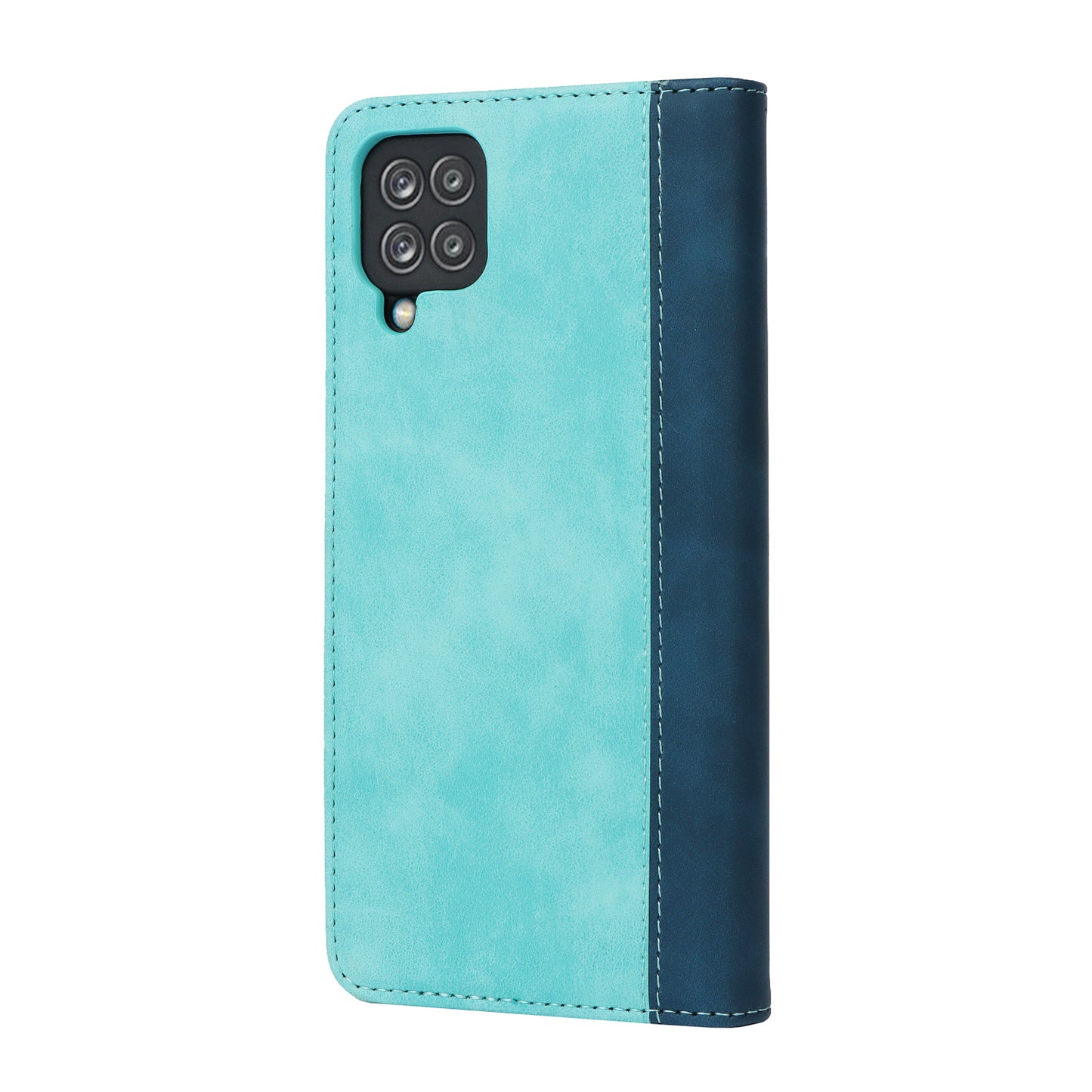 For Samsung Galaxy A12 Auto-absorbed Bi-color Splicing  Leather Wallet Phone Shell Standing Case