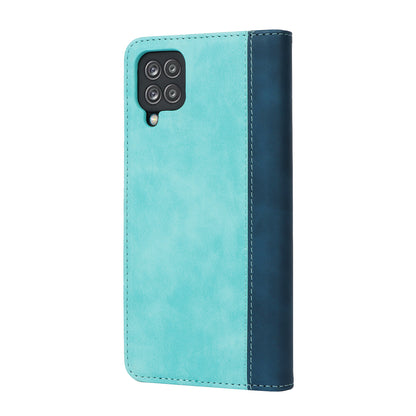 For Samsung Galaxy A12 Auto-absorbed Bi-color Splicing  Leather Wallet Phone Shell Standing Case
