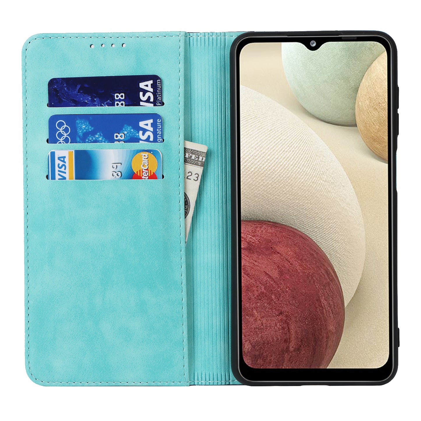 For Samsung Galaxy A12 Auto-absorbed Bi-color Splicing  Leather Wallet Phone Shell Standing Case