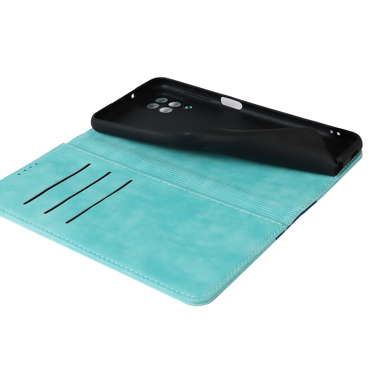 For Samsung Galaxy A12 Auto-absorbed Bi-color Splicing  Leather Wallet Phone Shell Standing Case