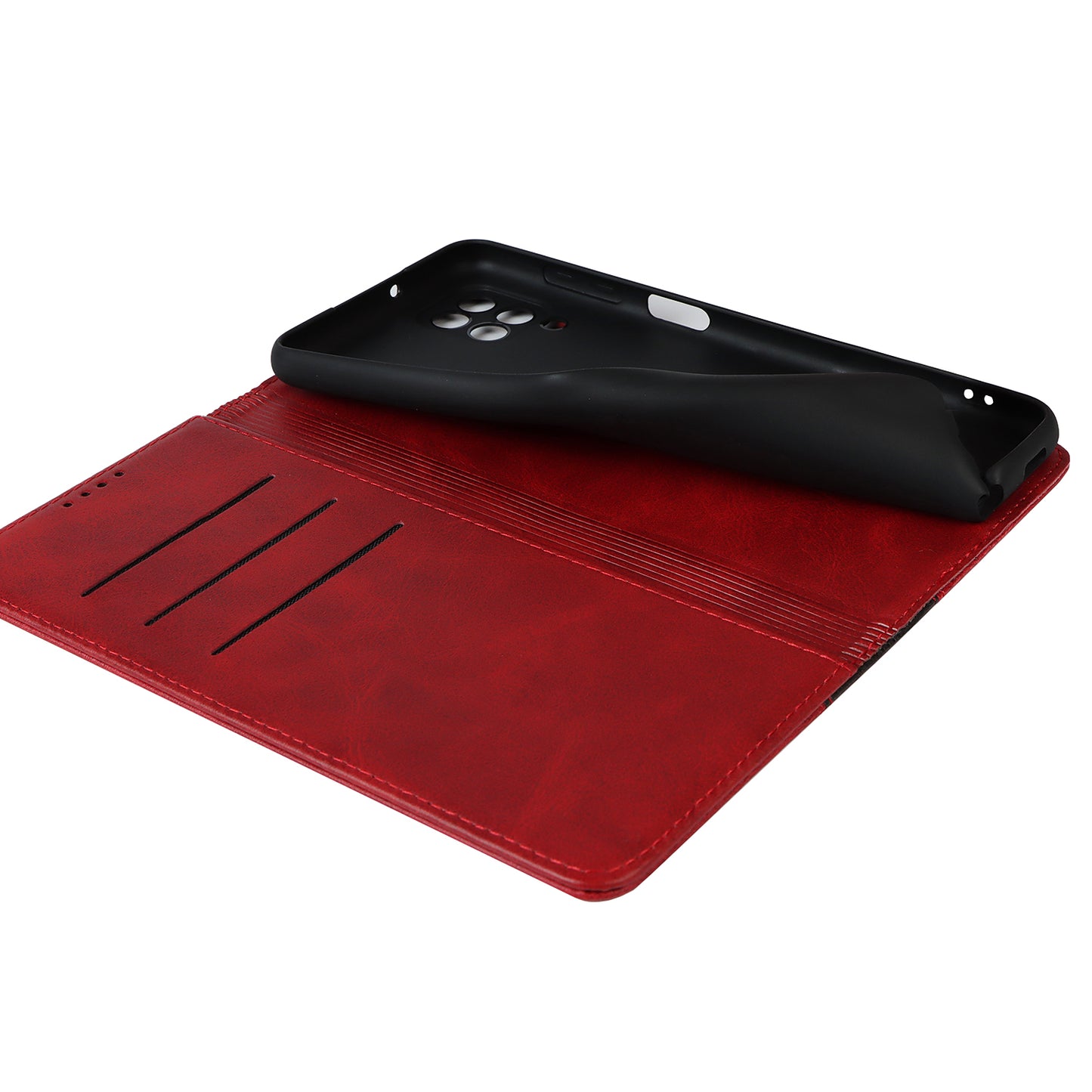 For Samsung Galaxy A12 Auto-absorbed Bi-color Splicing  Leather Wallet Phone Shell Standing Case