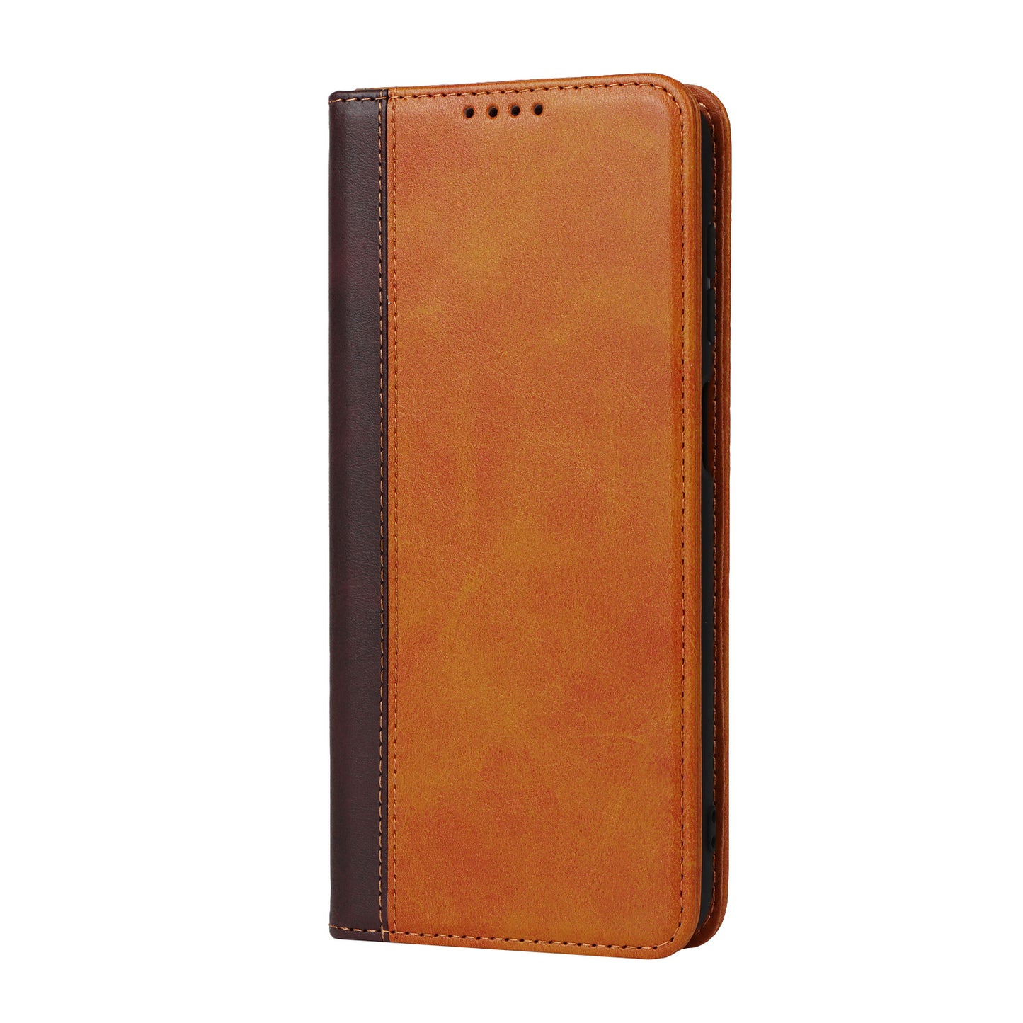 For Samsung Galaxy A12 Auto-absorbed Bi-color Splicing  Leather Wallet Phone Shell Standing Case