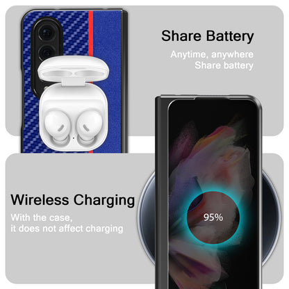 LC.IMEEKE Carbon Fiber Texture Splicing PU Leather Coated Folding Phone Case Shell for Samsung Galaxy Z Fold3 5G