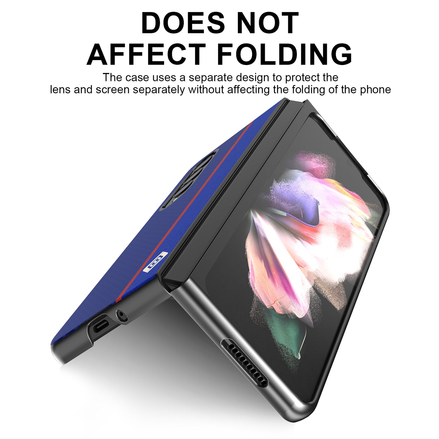 LC.IMEEKE Carbon Fiber Texture Splicing PU Leather Coated Folding Phone Case Shell for Samsung Galaxy Z Fold3 5G
