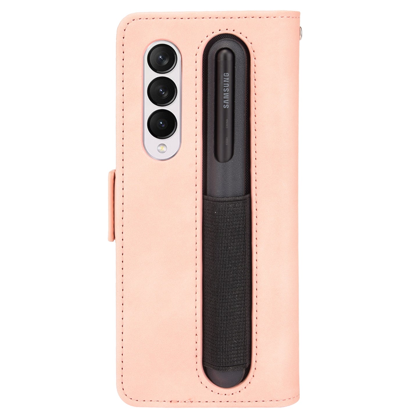 For Samsung Galaxy Z Fold3 5G Well-Protected Anti-Fall Pen Slot Phone Case PU Leather + TPU Phone Cover Multiple Card Slot Wallet Stand Design